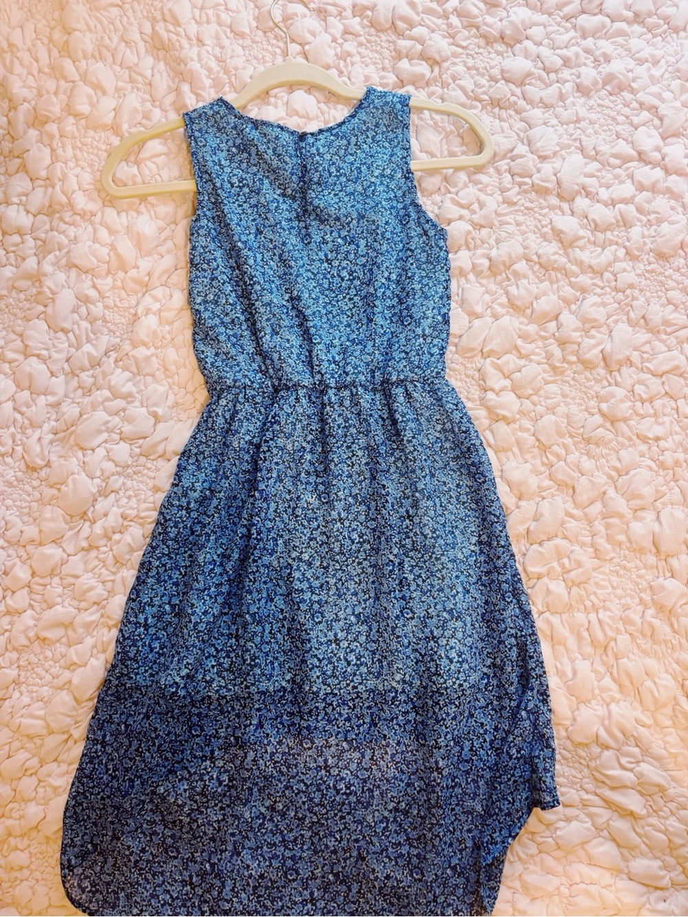 Blue Floral Sleeveless Midi Dress